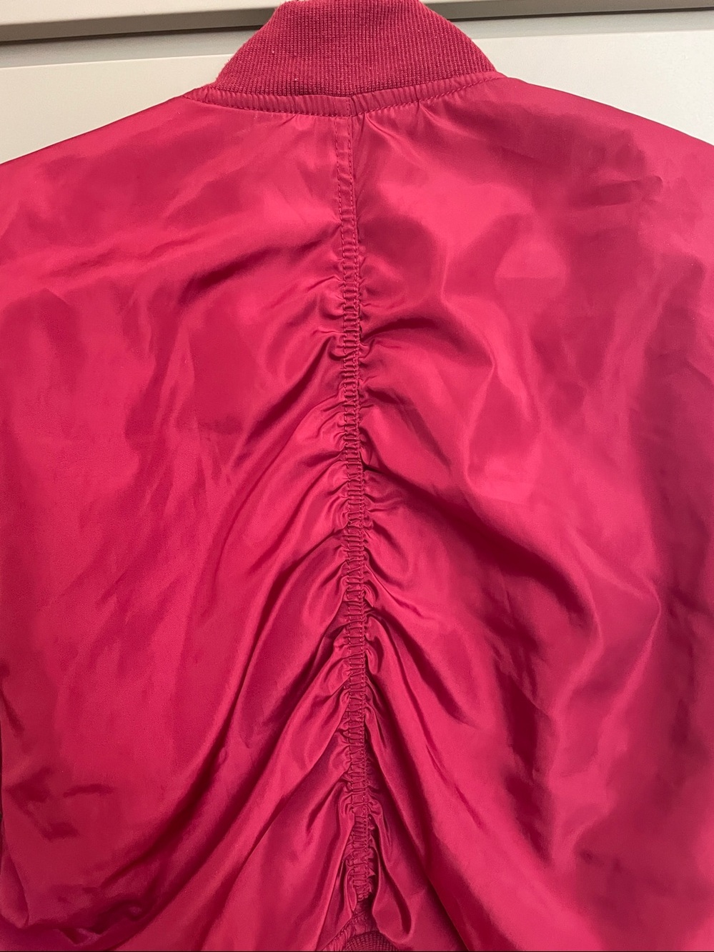SEEK Wine-Red Ruched Bomber Jacket - Picture 10 of 10